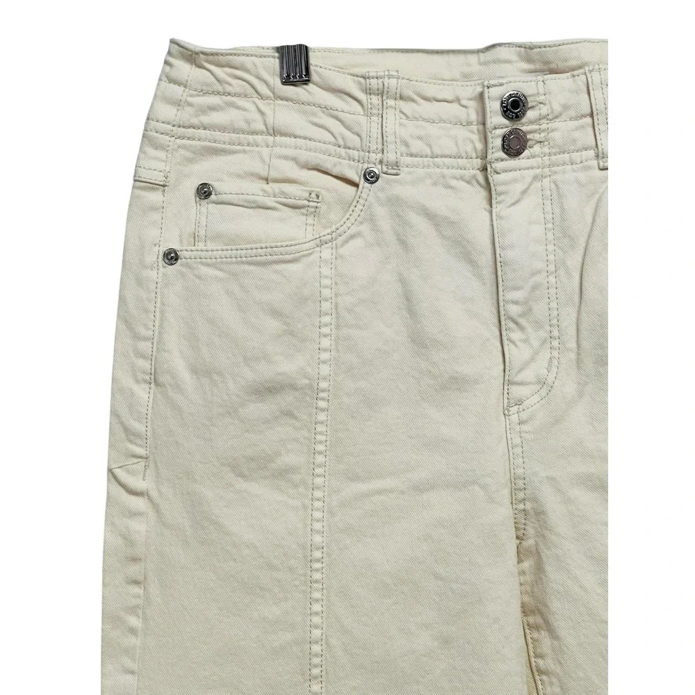 LOFT The Wide Leg Jeans Womens 4 Cream Ecru Wide Leg Stretch Utility Denim Pants